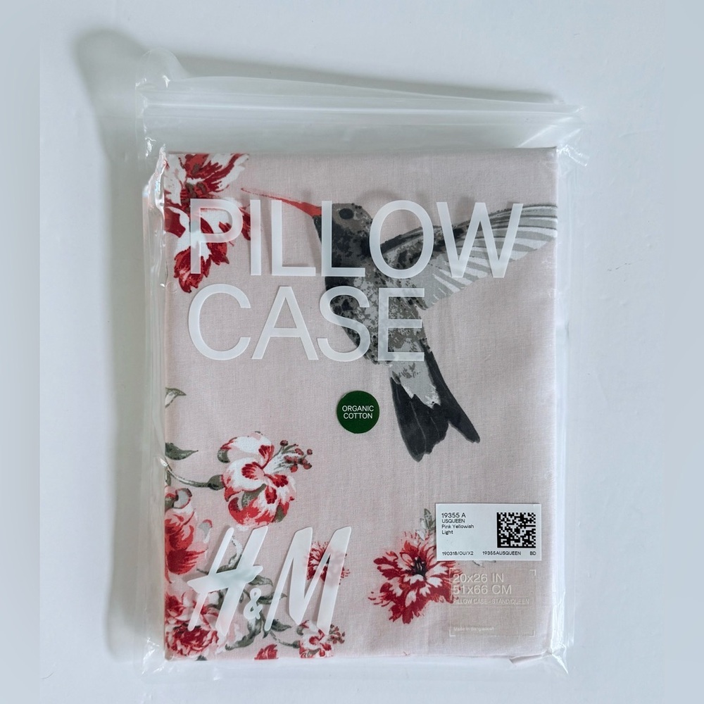 H&M Floral Hummingbird Pillowcase – 2013 Collection Organic Cotton Brand New